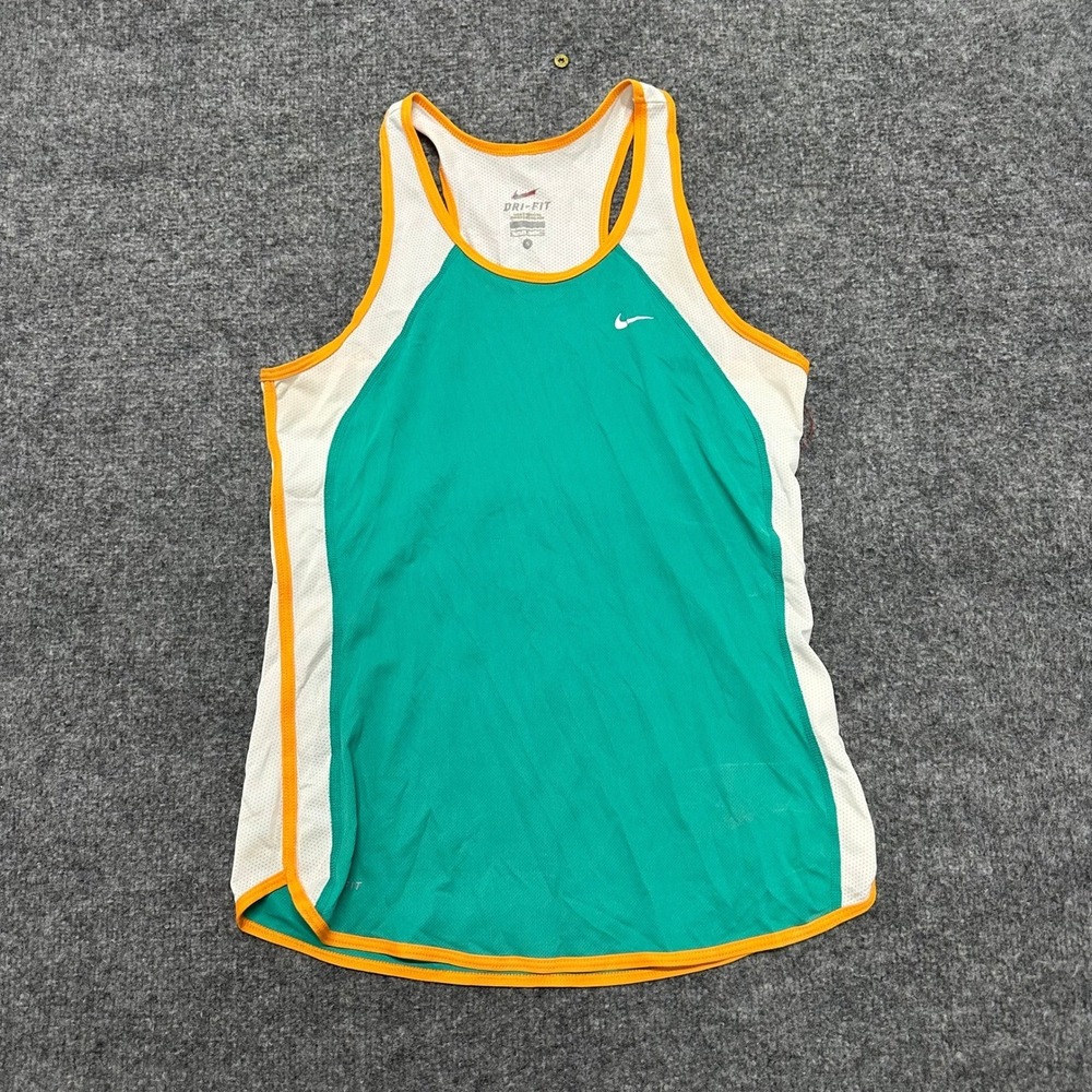 Nike Tank Top Womens Size S Teal White Dri-Fit Racerback Mesh Athletic Running